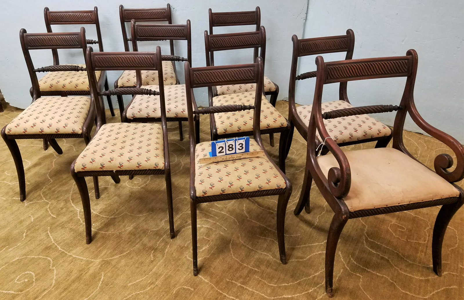 SET 10 C 1900 FEDERAL STYLE MAHOG DINING CHAIRS (1 of 4)