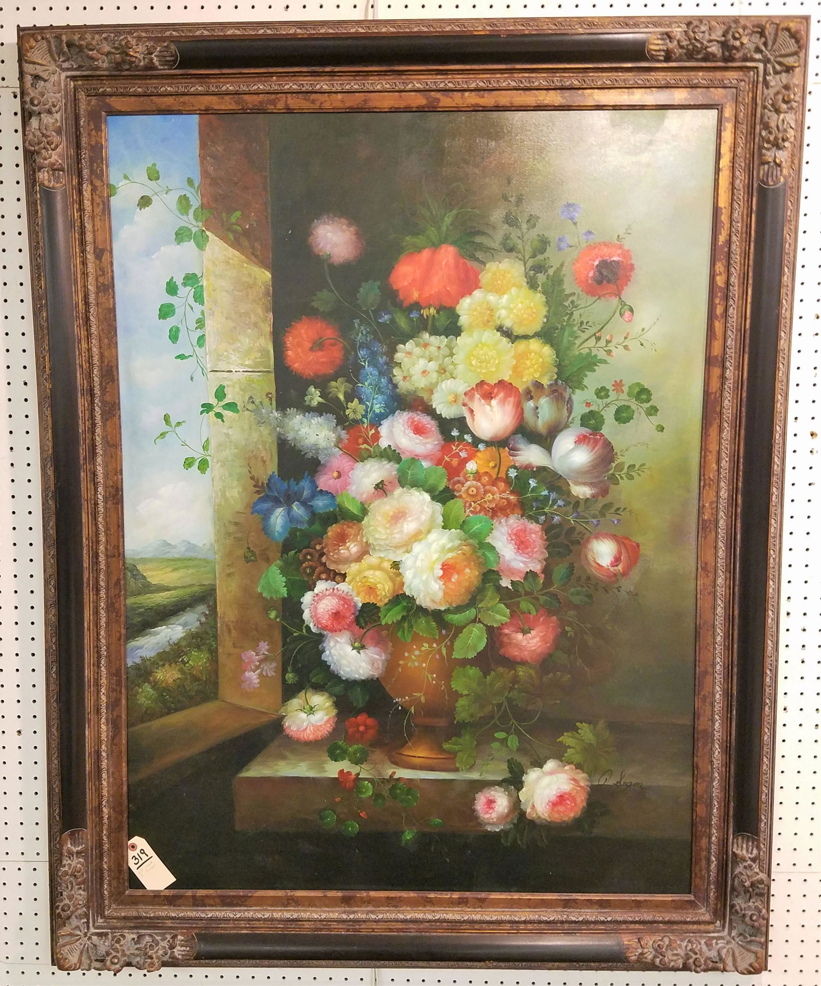 FRAMED O/C FLORAL STILL SGND A. SUZAR 4' X 37" (1 of 4)