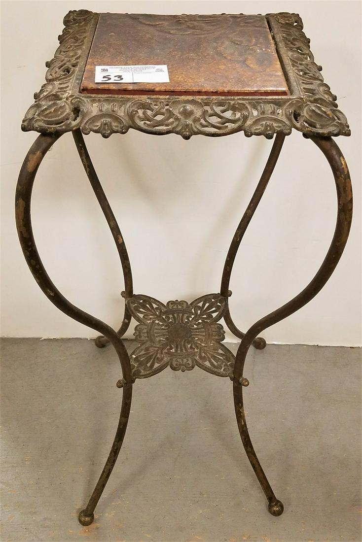 CAST IRON & BRASS 2 TIER STAND 29.5"H X12"SQ (1 of 5)