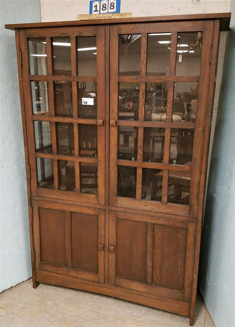 MISSION OAK 4 DOOR CHINA CABINET 70"H X 49"W X 16"D: MISSION OAK 4 DOOR CHINA CABINET 70"H X 49"W X 16"D