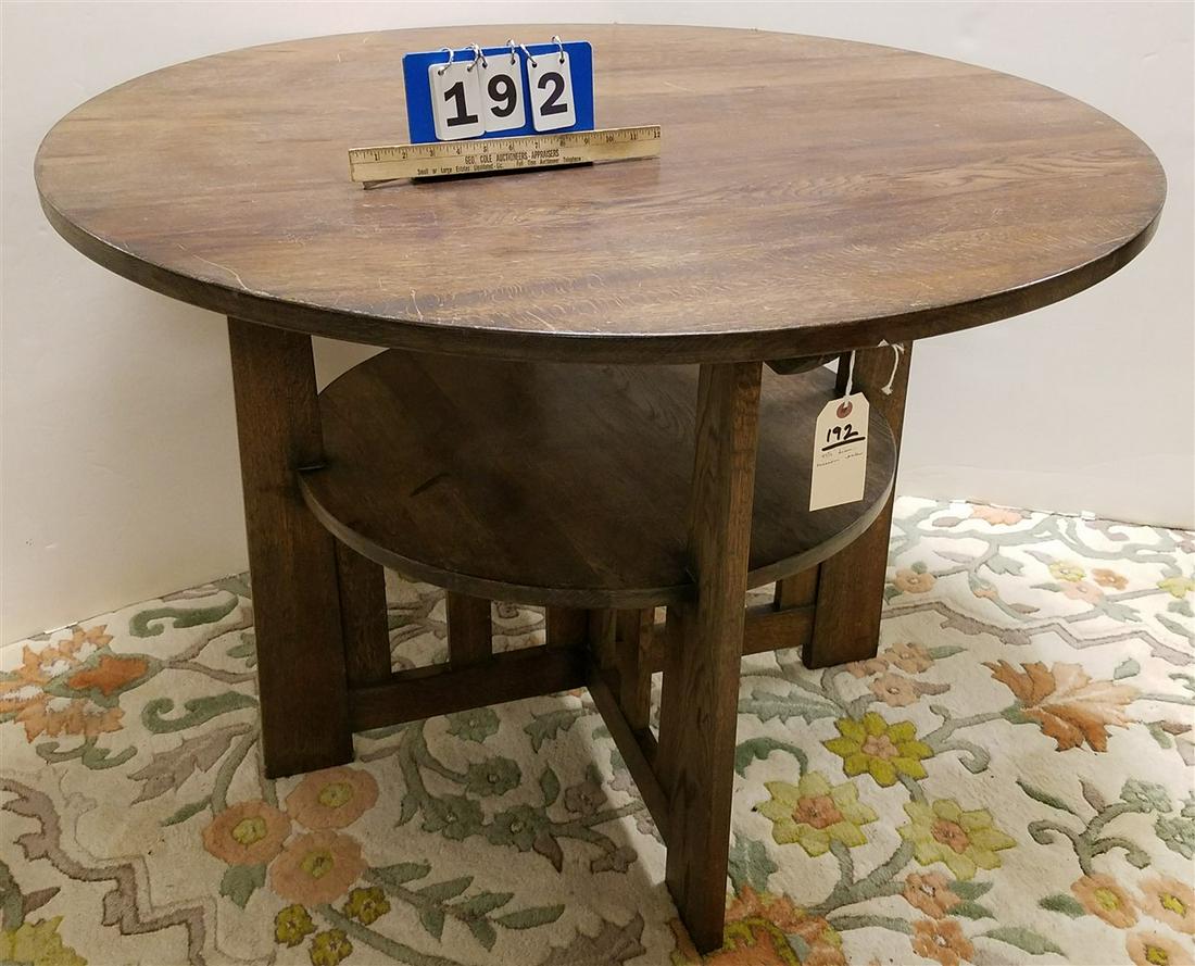 2 TIER MISSION OAK 43 1/2" DIAM TABLE (1 of 1)