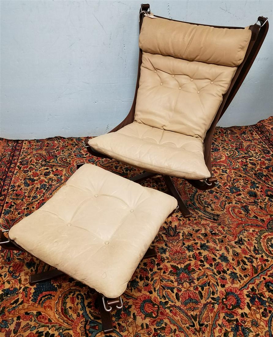 VANTE MOBLER CANVAS SLING CHAIR W/ LEATHER CUSHION (1 of 5)