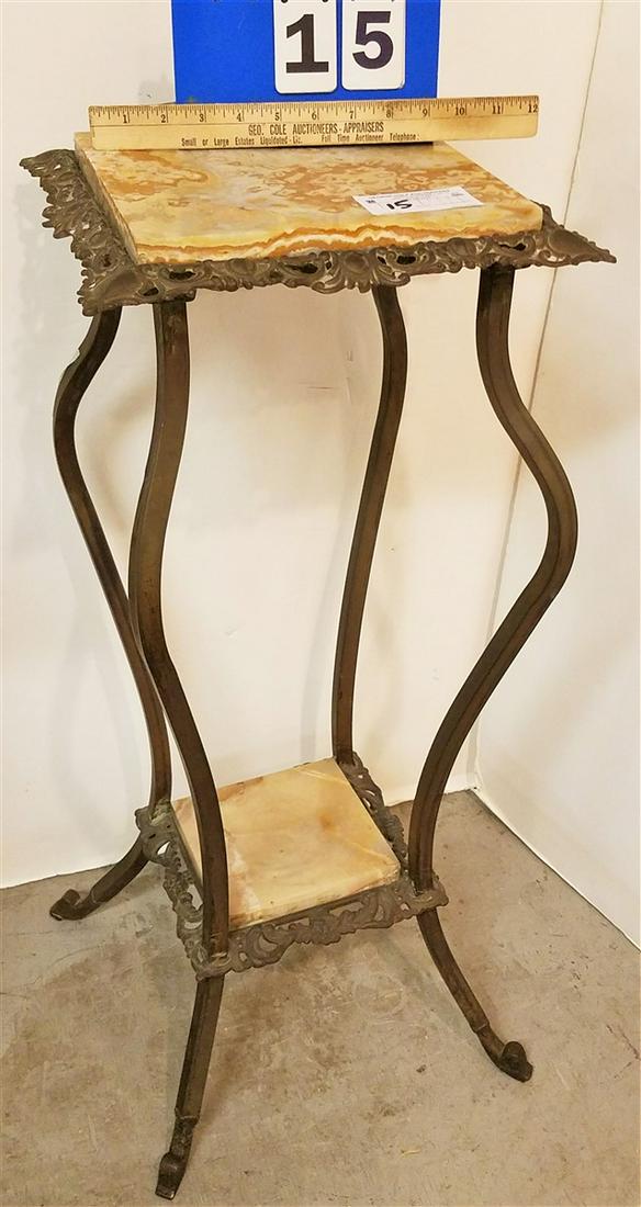 BRASS STAND W/ ALABASTER TOPS 30 1/2"H X 12 1/2" SQ (1 of 3)