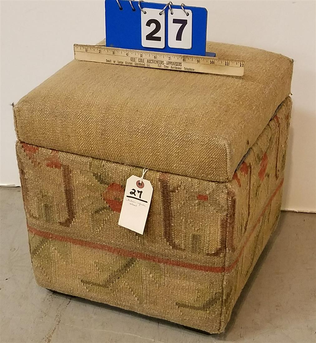 KILIM UPHOLS LIFT SEAT STOOL 17"H X 14 1/2" SQ (1 of 3)