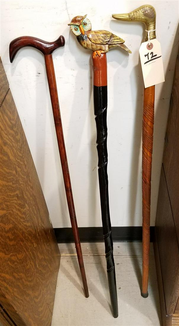 3 CANES - OWL ADN DUCK HANDLES (1 of 3)