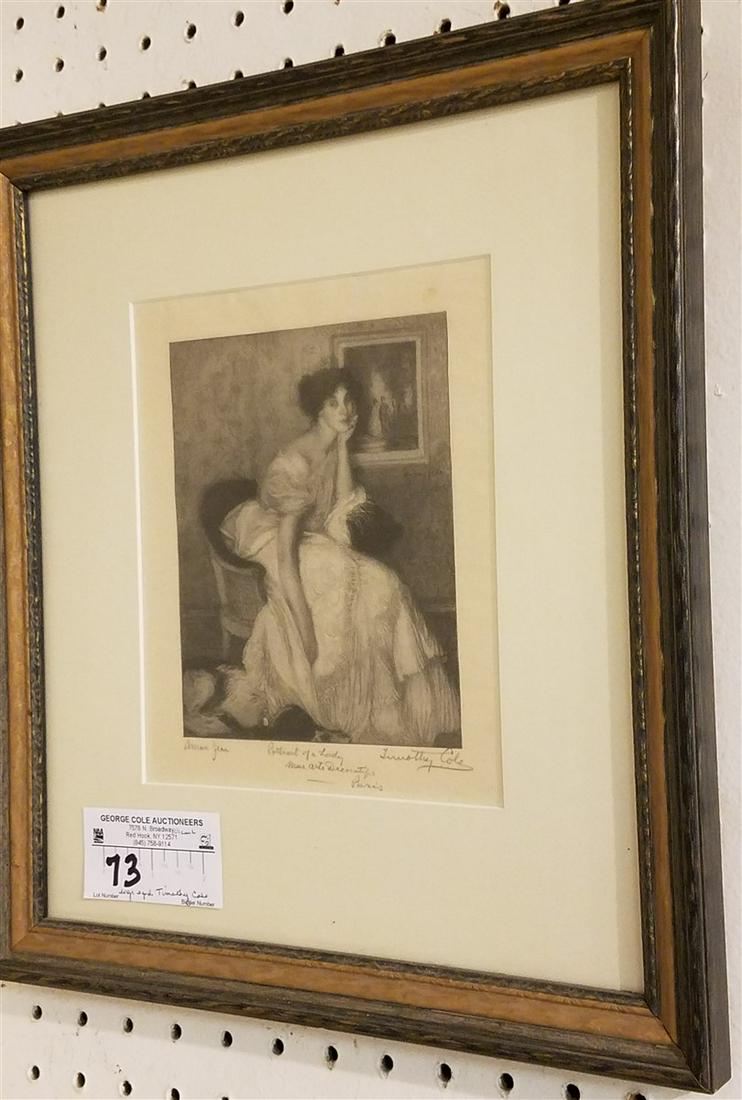 FRAMED SIGN ON TISSUE PORTRAIT OF A LADY PENCIL SIGNED (1 of 3)