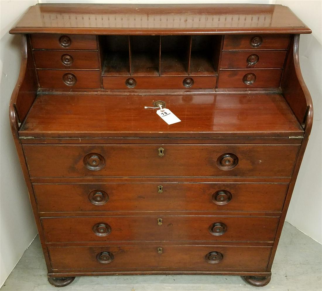 19TH CENTURY TEAK DESK 40-1/2"H X 36"W X 20-1/2"D: 19TH CENTURY TEAK DESK 40-1/2"H X 36"W X 20-1/2"D
