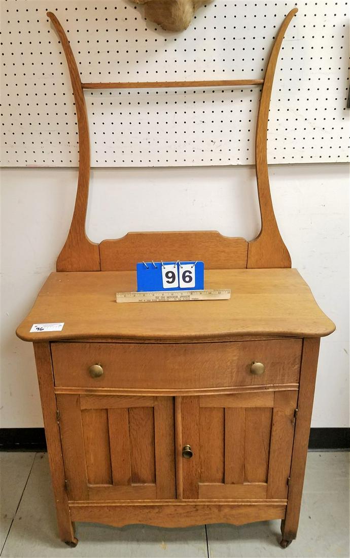 OAK WASHSTAND 57"H X 29-1/2"W X 16-1/2"D (1 of 2)
