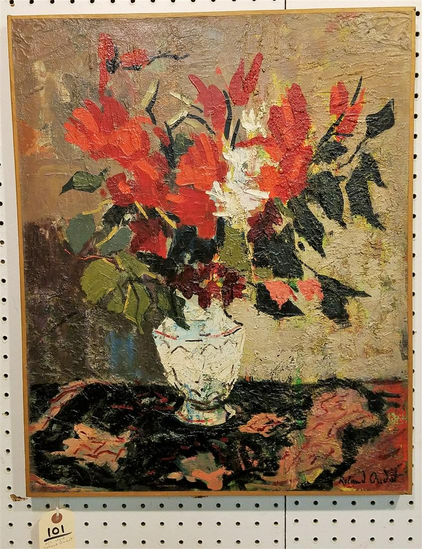 UNFRAMED O/C STILLLIFE SGND ROLAND OUDOT 1897-1981 24" (1 of 3)