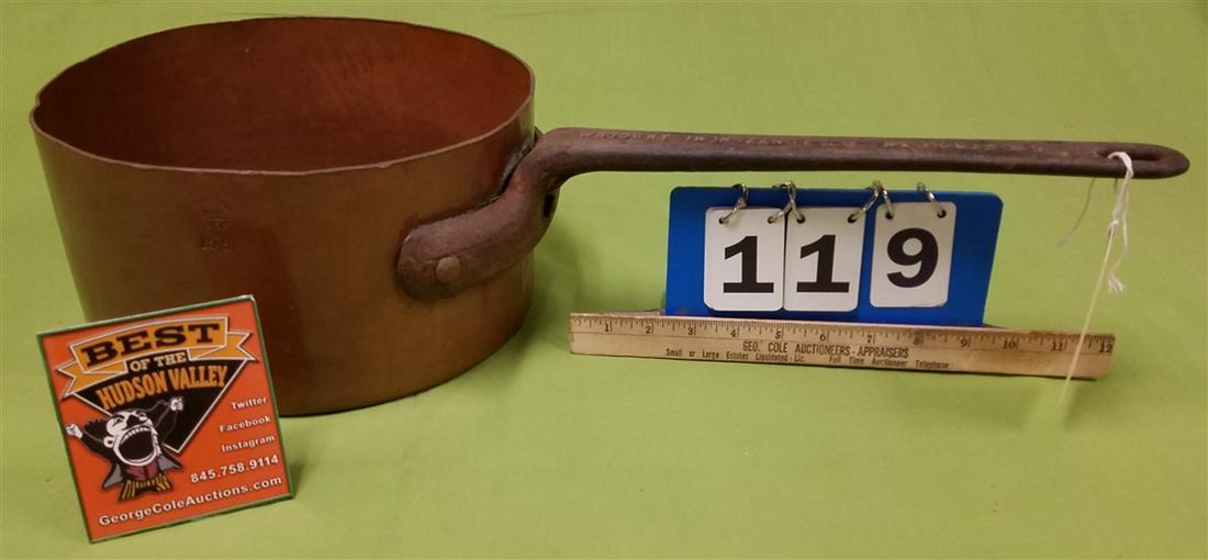 WROUGHT IRN RANGE CO ST LOUIS COPPER POT 6"H X 11 3/4" (1 of 3)