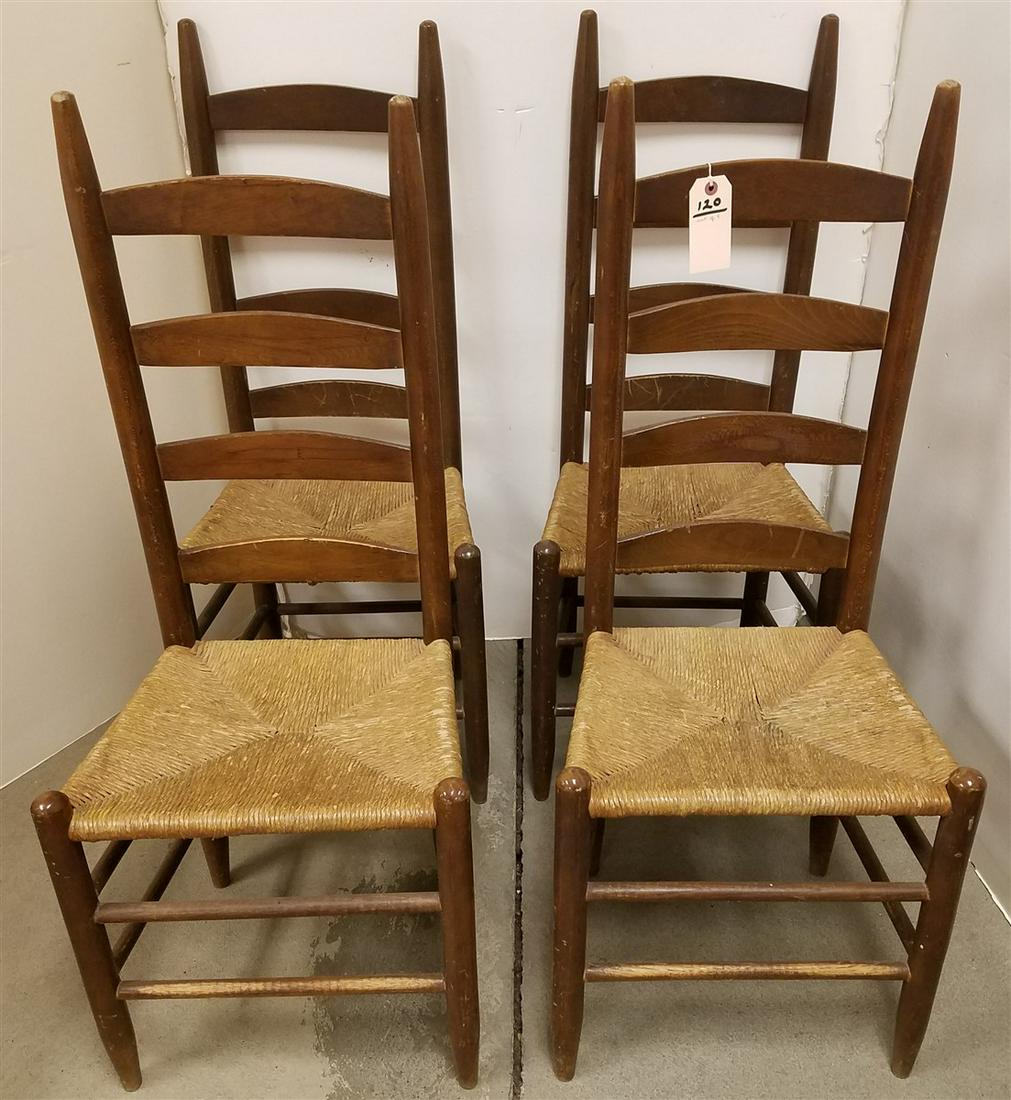 SET 4 LADDER BACK RUSH SEAT CHAIRS (1 of 3)