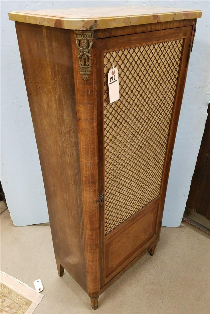 FR MARQUETRY 1 DOOR MARBLE TOP CABINET 54"H X 23"W X: FR MARQUETRY 1 DOOR MARBLE TOP CABINET 54"H X 23"W X 14"D