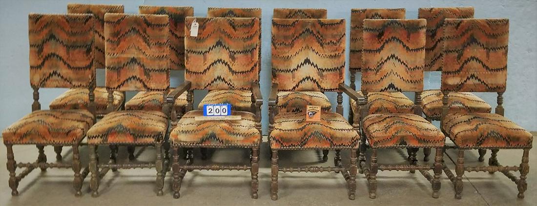 SET 12 OAK FRAME UPHOLS DINING CHAIRS: SET 12 OAK FRAME UPHOLS DINING CHAIRS