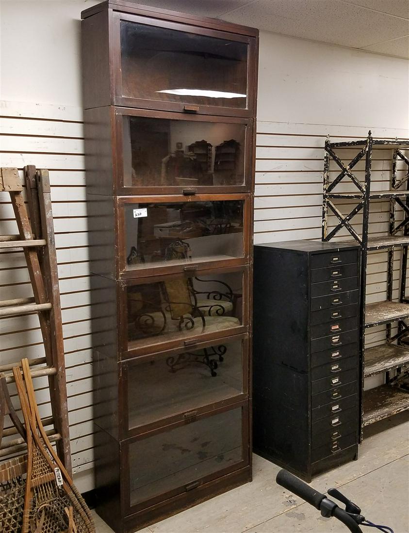 VINTAGE MAHOG 6 SECTION STACKABLE BOOKCASE 8'2 1/2"H X (1 of 4)