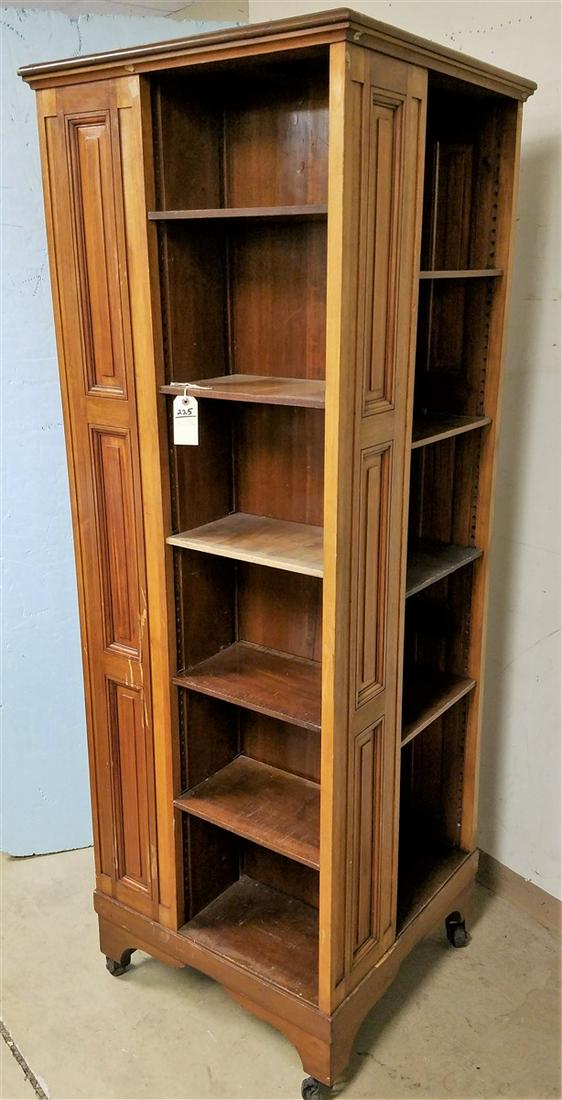 MAHOG C1915 RAISED PANEL FREE STANDING 4 SIDED BOOKCASE (1 of 3)