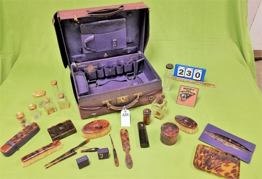 ASPREY LONDON TRAVEL CASE 6"H X 18"W X 12 3/4"D W/ 6 (1 of 4)