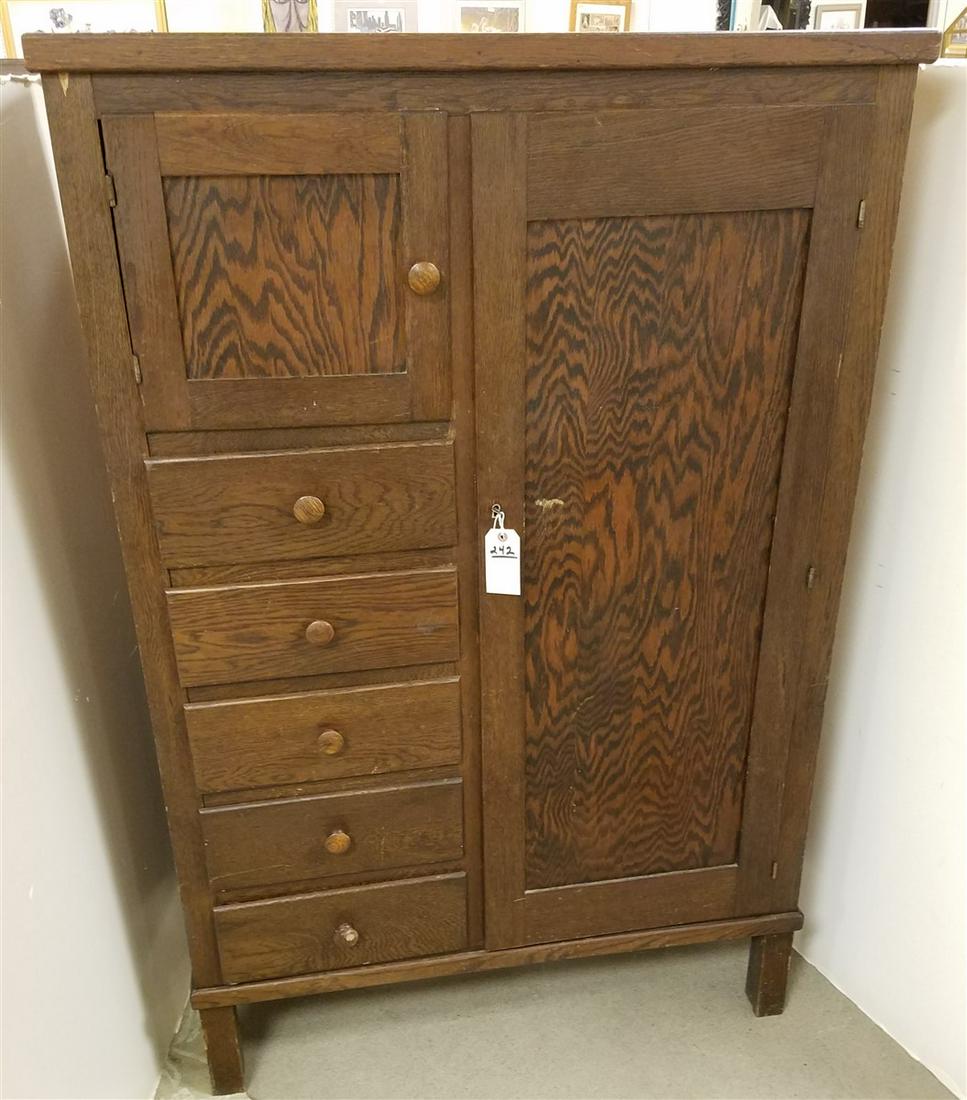 OAK CHIFFEROBE 61 1/2"H X 40"W X 18"D (1 of 3)