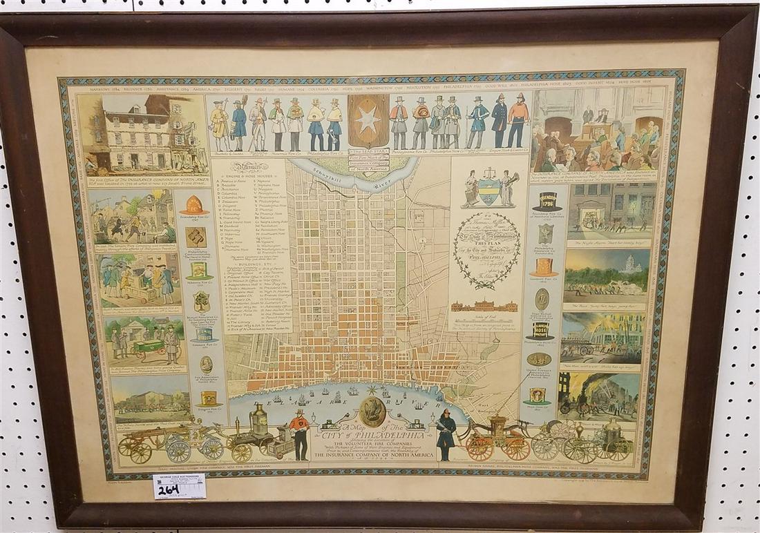 FRAMED 1938 1ST ED PRINT OF A MAP OF THE CITY OF PHIL (1 of 5)