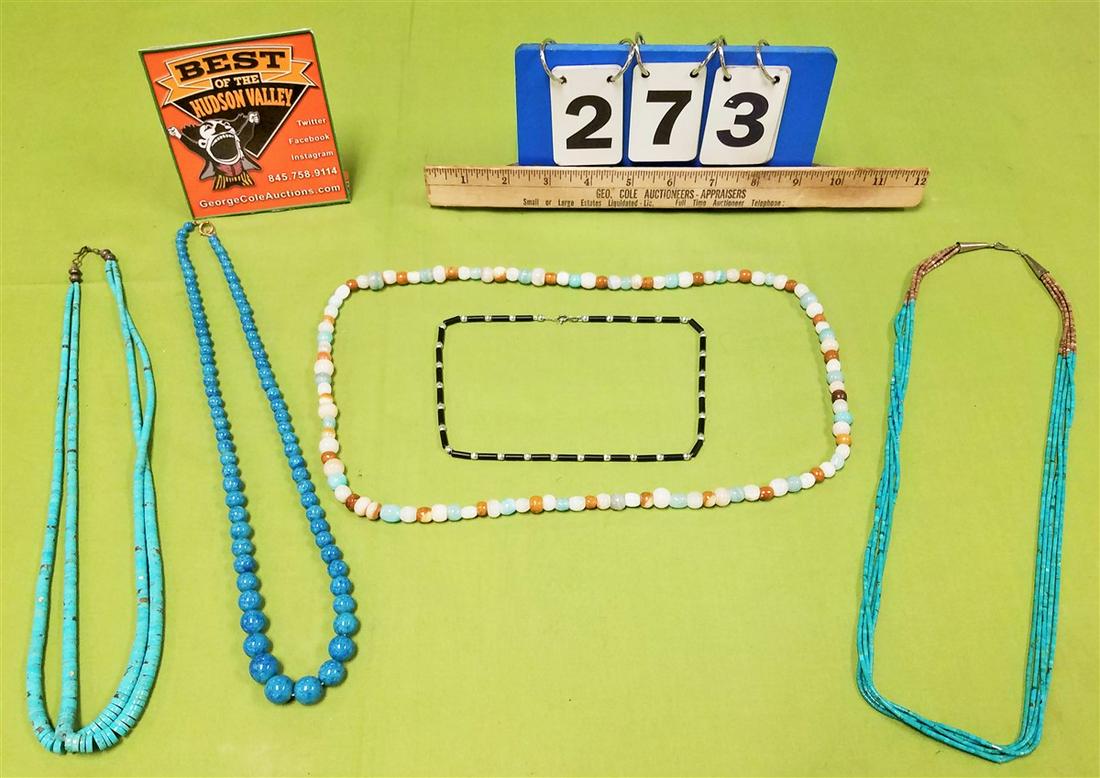 LOT TURQUOISE AND STONE BEAD NECKLACES (1 of 5)