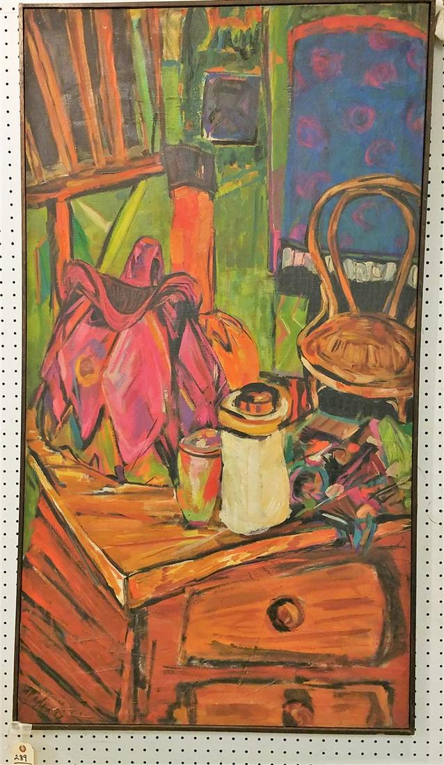 FRAMED O/C STILL LIFE SGND WILLIAM PADEN '57 54" X 30" (1 of 3)