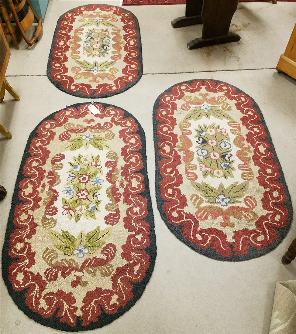 SET 3 HOOKED RUGS 29" X 4'9" (1 of 3)
