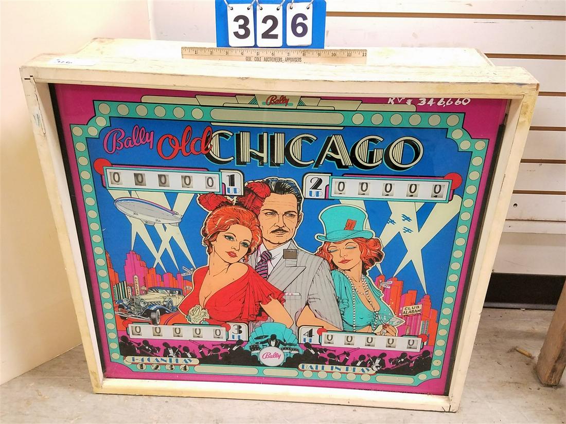 BALLY OLD CHICAGO PINBALL SCORE BOARD 28"H X 30 1/4"W X (1 of 4)