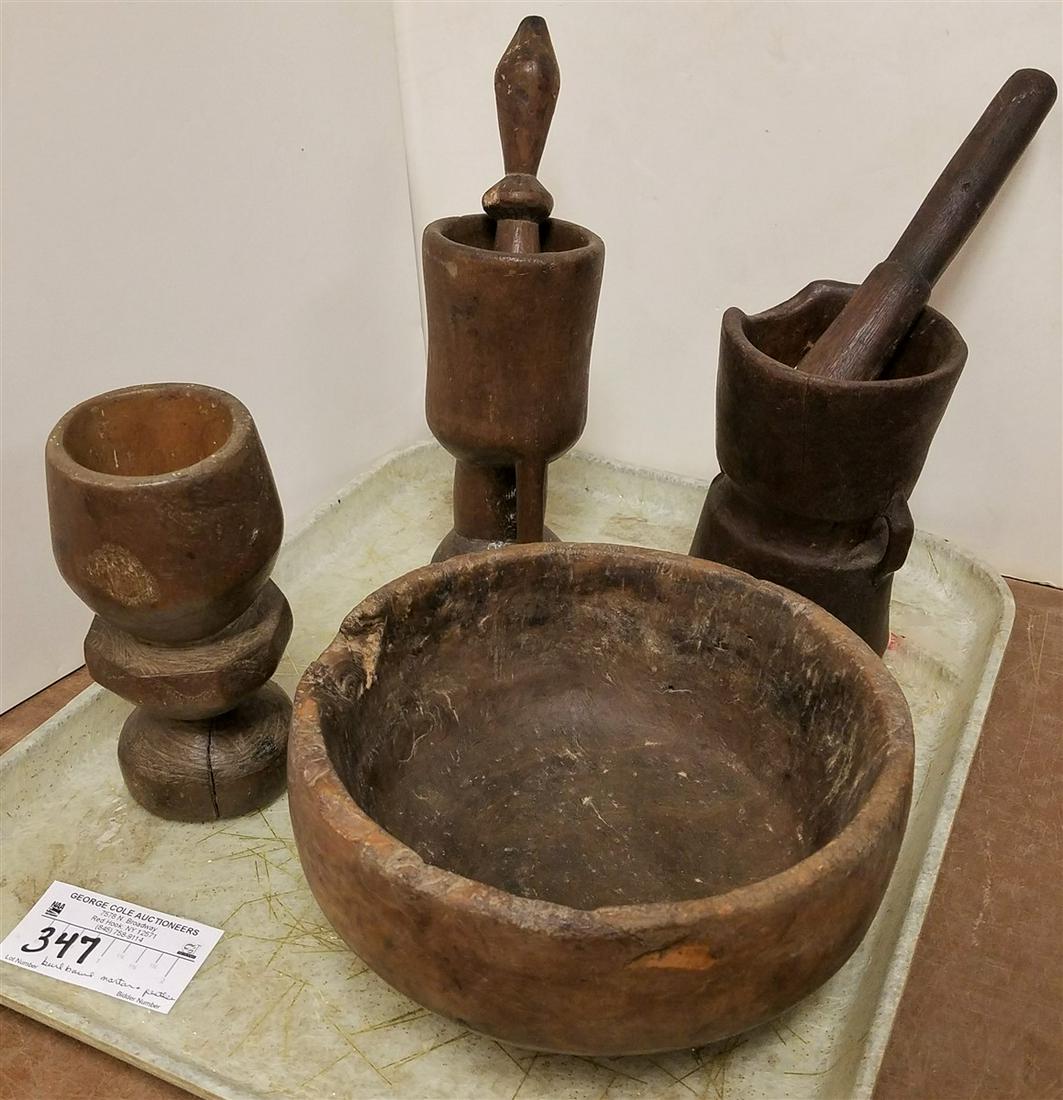 PRIM WOODEN IMPLEMENTS BURL BOWL 4"H X 8 1/2" DIAM, 3 (1 of 2)