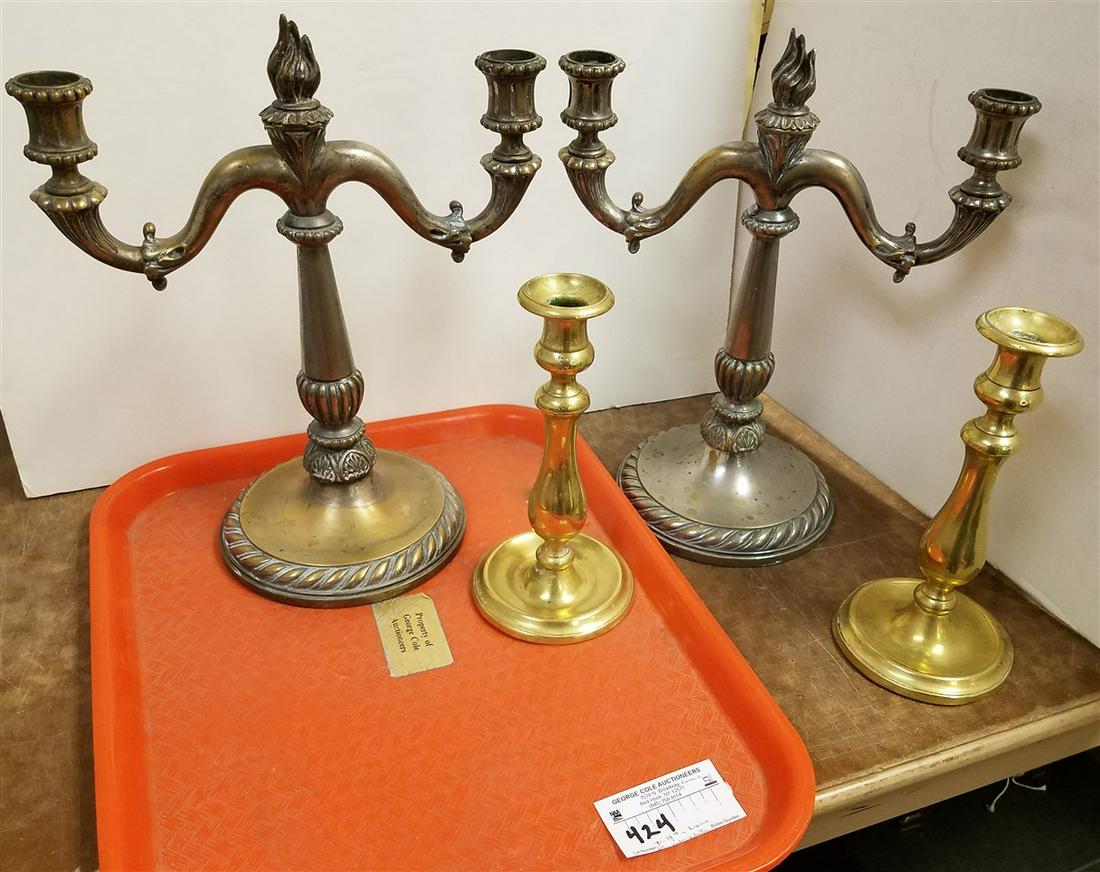 TRAY PR SILVERPLATE CANDELABRA 13 1/2"H AND PR 8 1/2" (1 of 3)