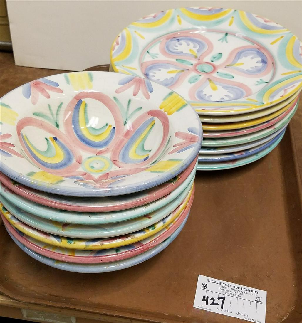 TRAY 8 VIETTRI ITALIAN CERAMIC PLATES AND 7 SOUP BOWLS (1 of 4)
