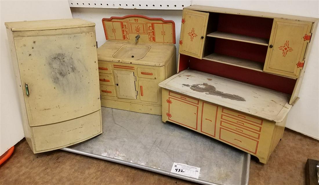 TRAY 3 PC 1950'S WOLVERINE TOY TIN KITCHEN STOVE 12"H X (1 of 5)