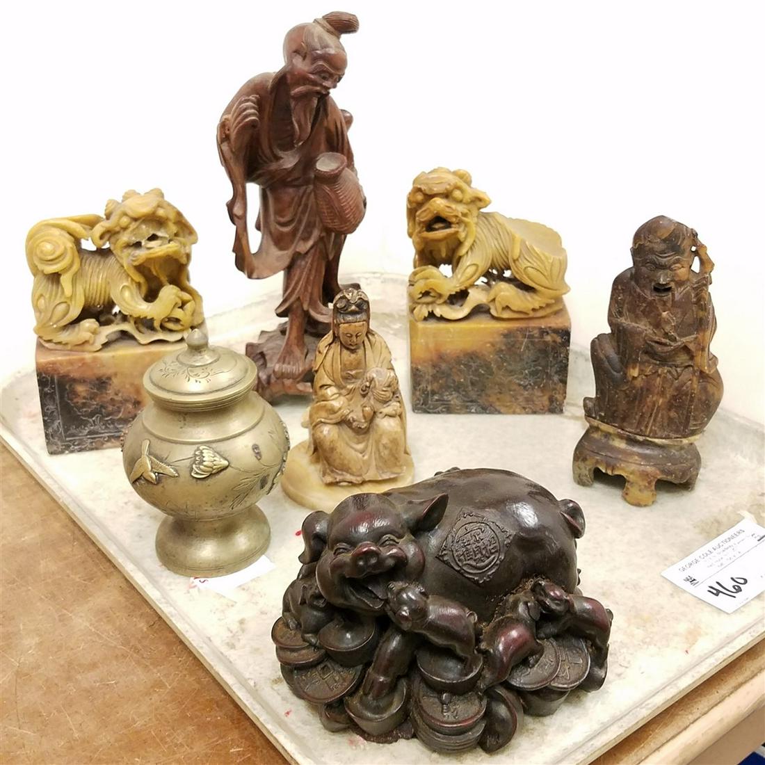 TRA CHINESE ITEMS SOAPSTONE BUDDHAS 6 1/4", 5" PR (1 of 4)