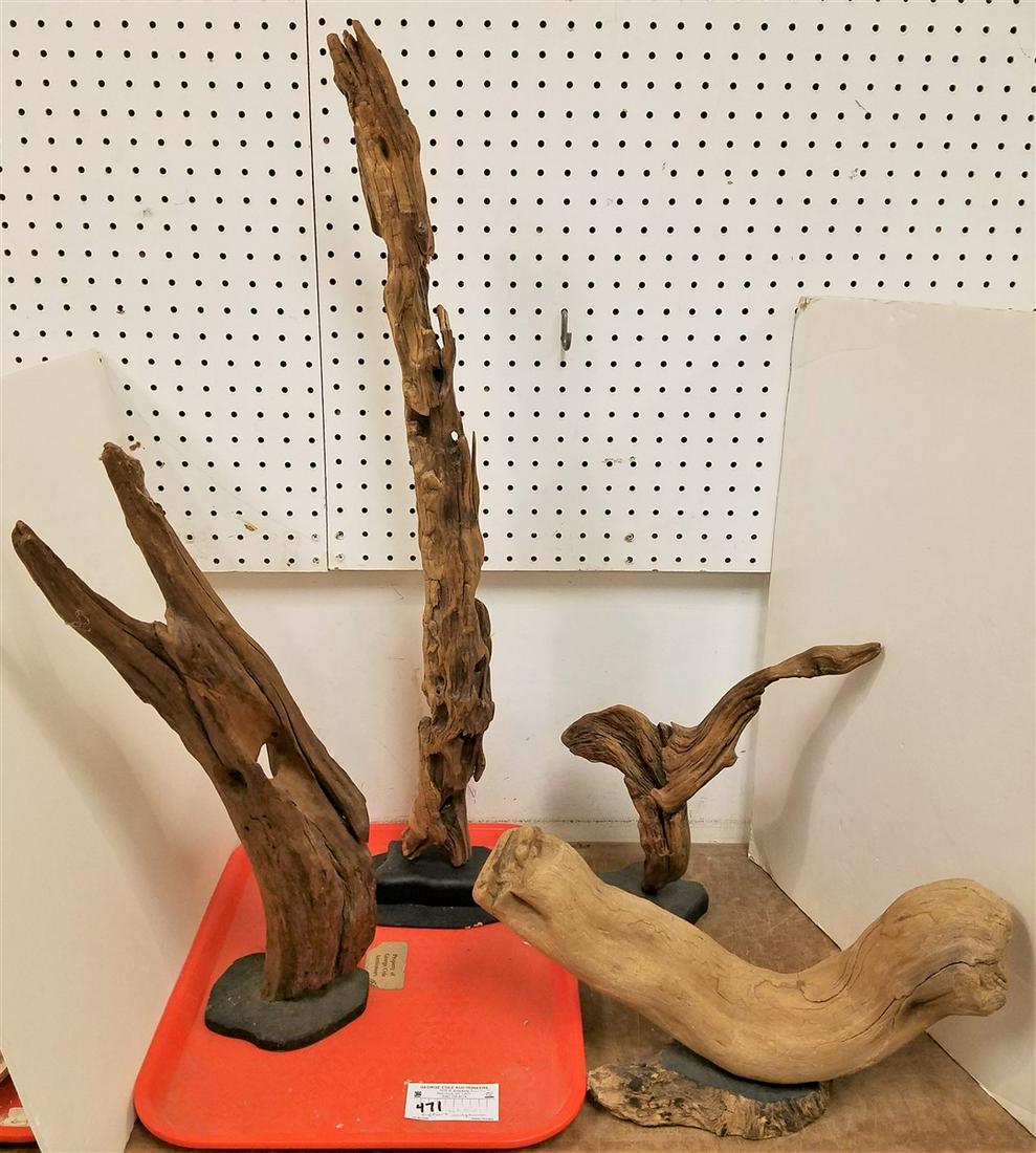 TRAY DRIFT WOOD SCULPTURES BY R.O.W. 32", 21", 13" AND (1 of 2)