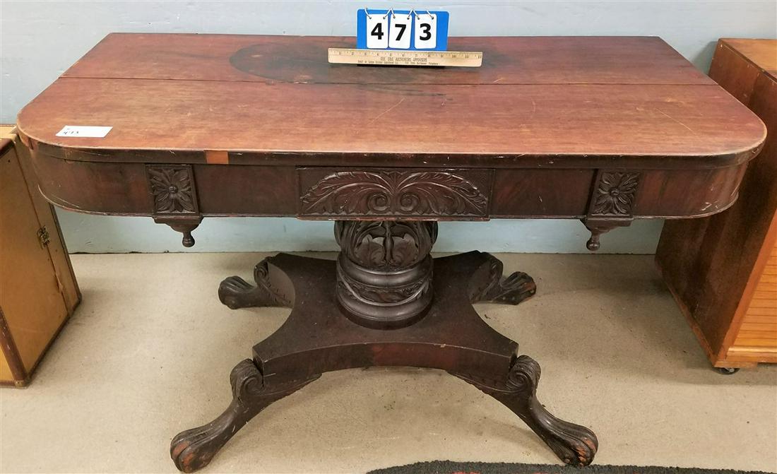 EMPIRE STYLE MAHOG DROP LEAF TABLE 28" X 4'W X 24"D W/ (1 of 3)