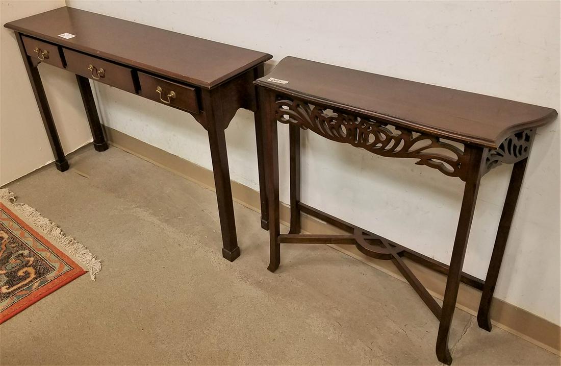 2 PC 3 DRAWER CONSOLE TABLE 29 1/2"H X 4'W X 12"D AND (1 of 3)