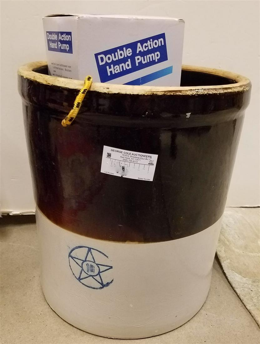 10 GAL. CROCK W/BX D HAND PUMP,FLY ROD HOLDER,ANCHOR (1 of 2)