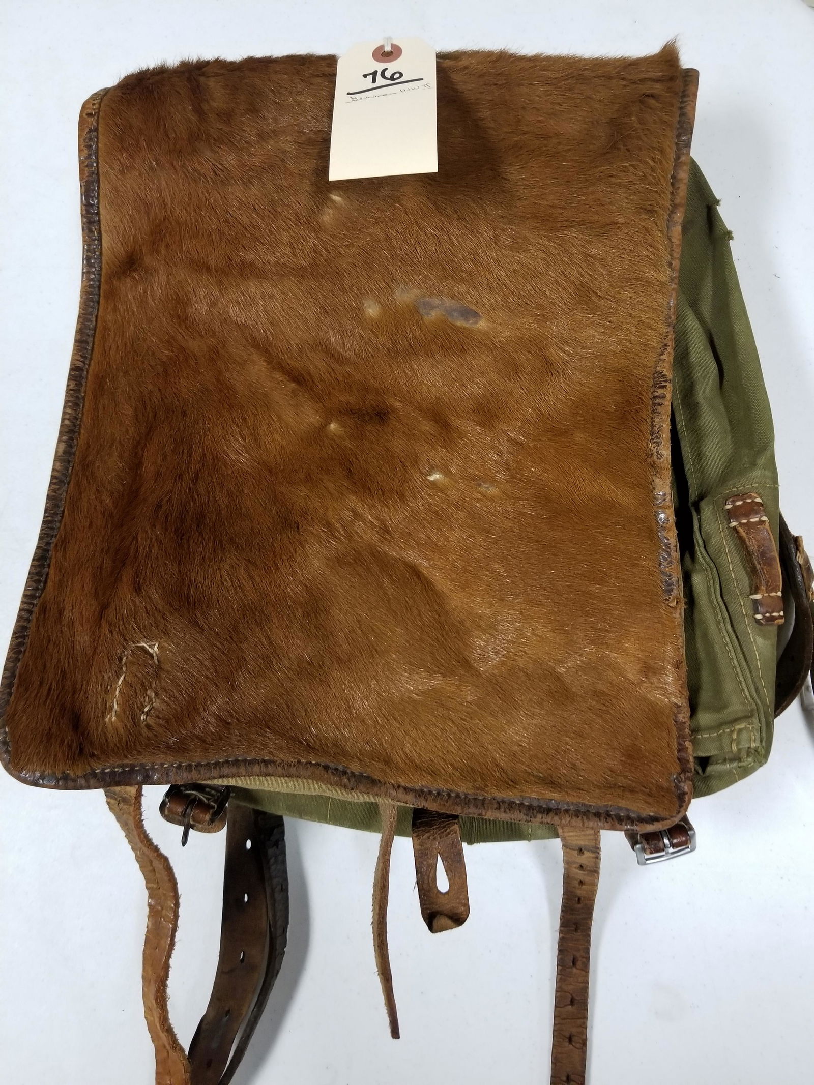GERMAN WWII CANVAS AND FUR KNAPSACK (1 of 2)