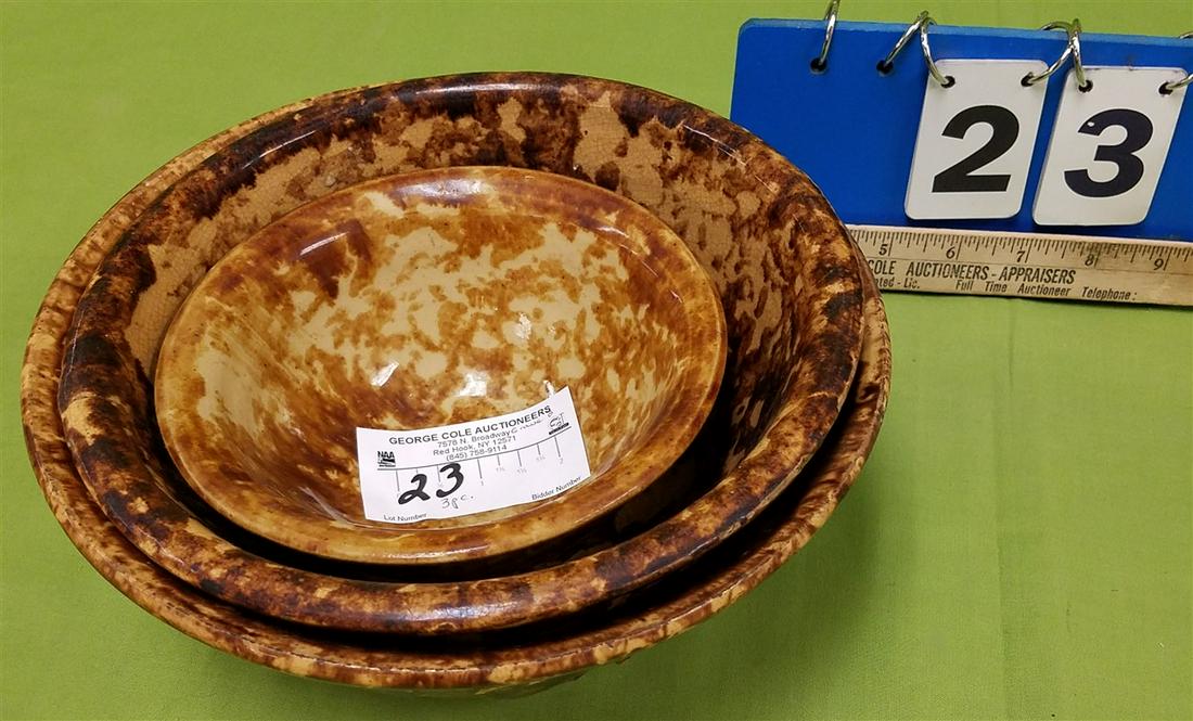 LOT 3 SPONGEWARE BOWLS 4 1/4"H X 9 1/2" DIAM, 3 3/4" X (1 of 5)