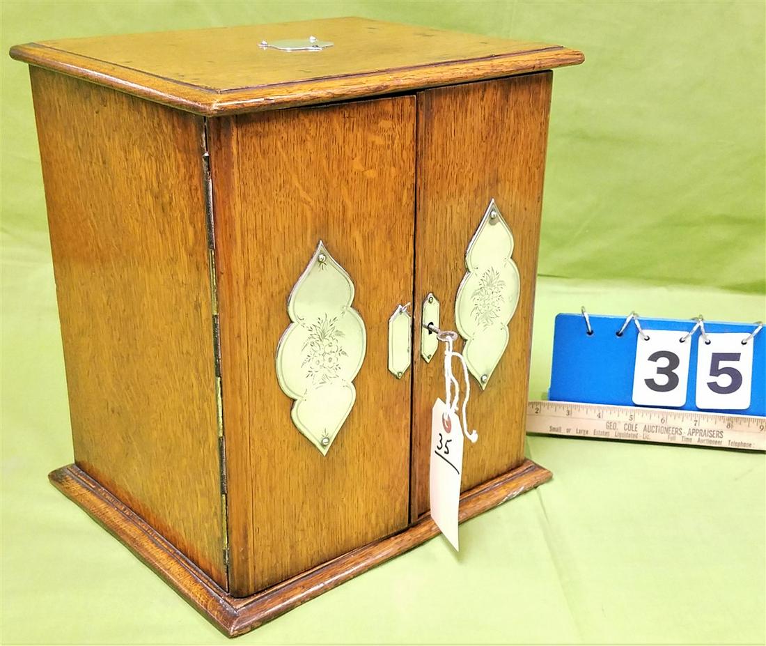 OAK DESK TOP CABINT W/ 4 FITTED DRAWER INTERIOR 13"H X (1 of 7)