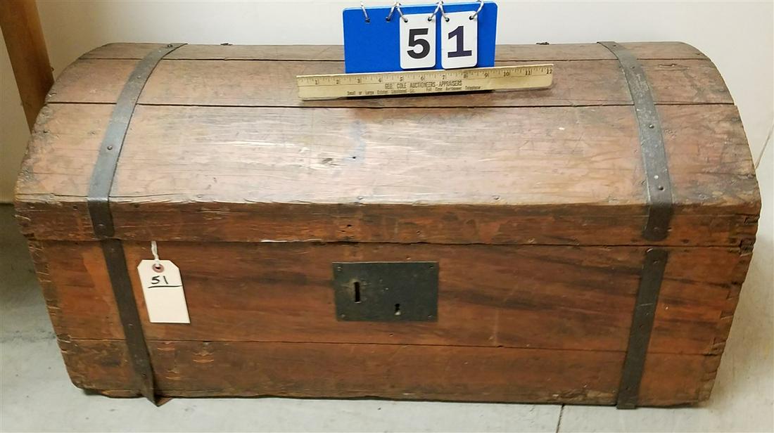 19TH C DOME TOP TRUNK 14 1/2"H X 32"W X 16 1/2"D (1 of 3)