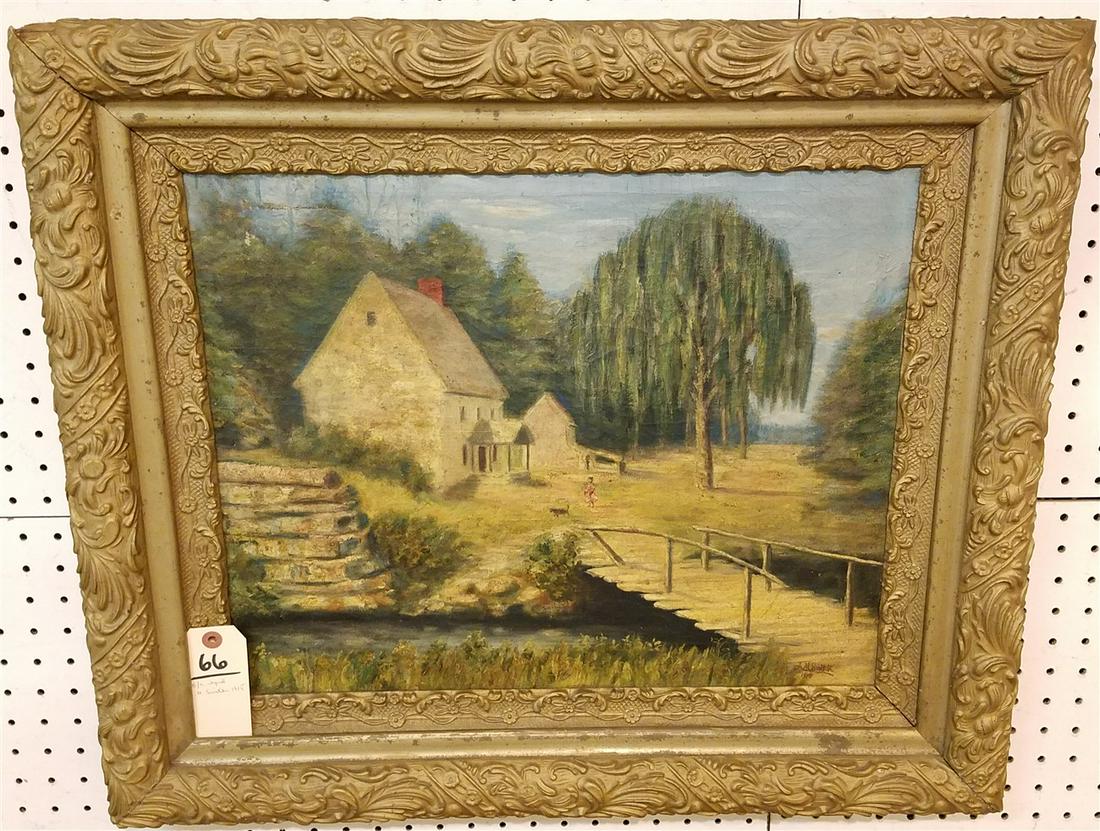 FRAMED O/C LANDSCAPE SGND. A. M. SMITH 1915 17" X 20" (1 of 2)