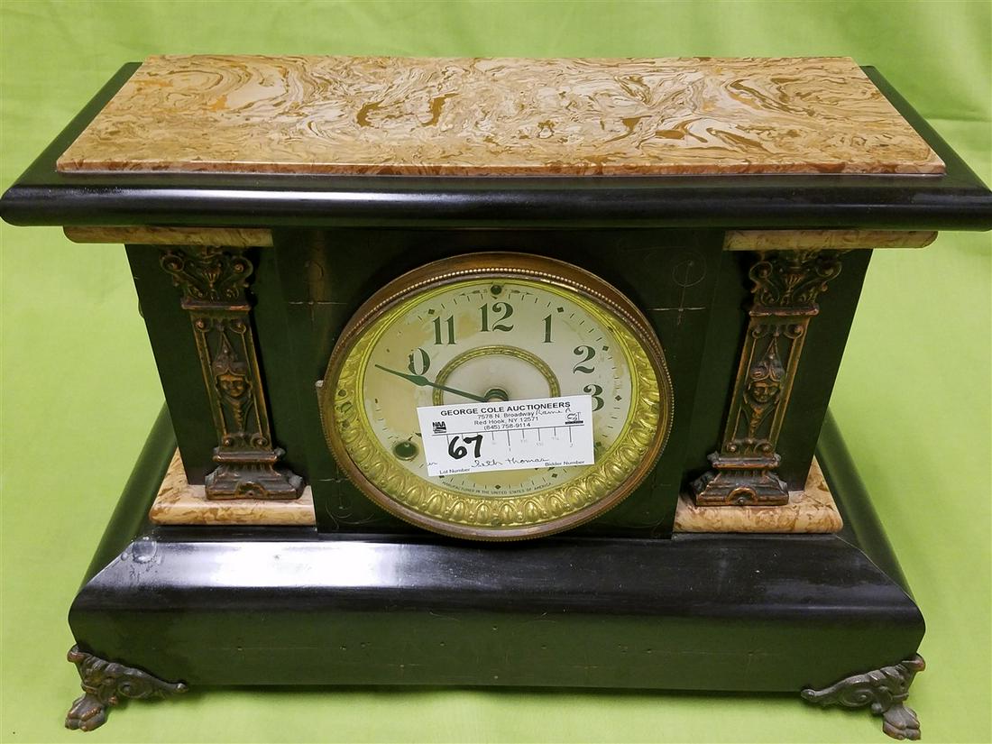 VICT SETH THOMAS MANTEL CLOCK 11" H X 16" W X 6 1/2" D (1 of 6)