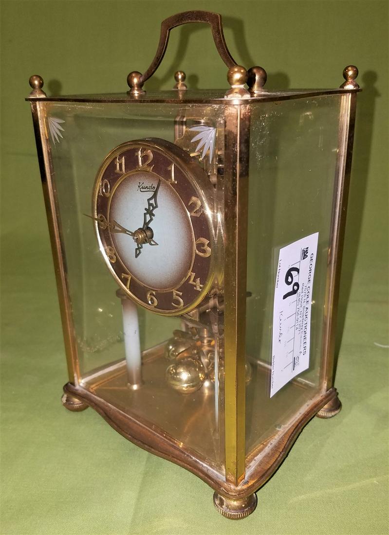 BRASS CASE KUNDO CRYSTAL CASE CLOCK 7 1/2" H X 5 1/2" W (1 of 9)
