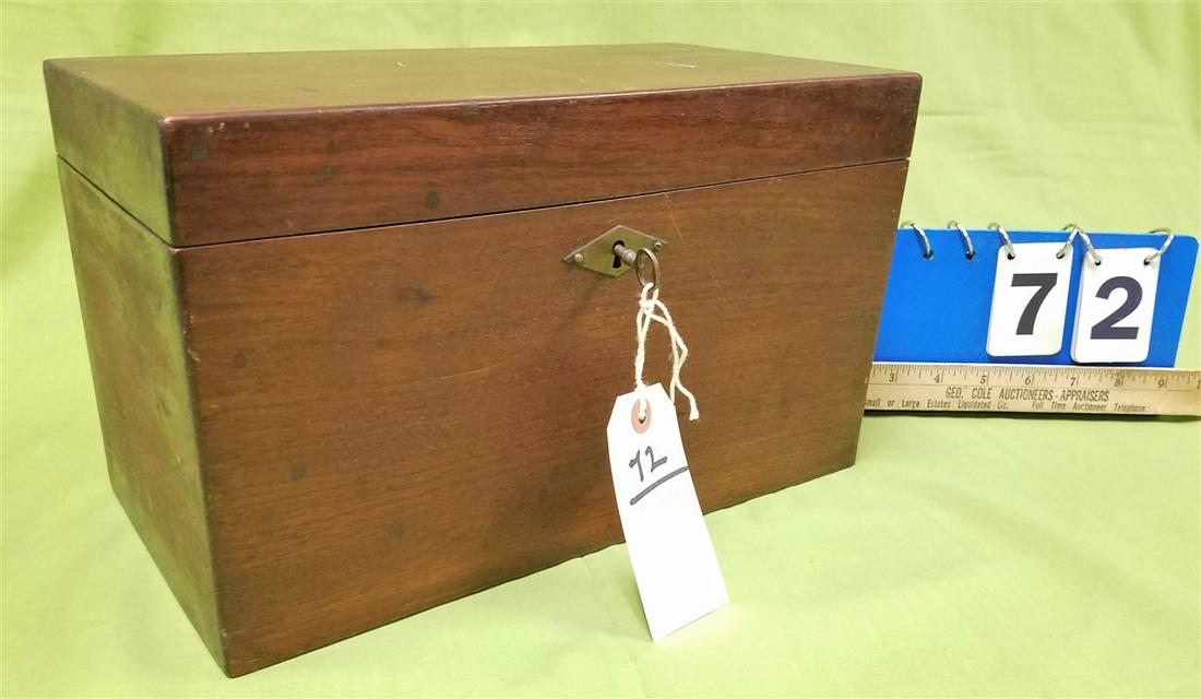 19TH C WALNUT JEWELRY BX 7 3/4" H X 13" W X 7" D (1 of 5)