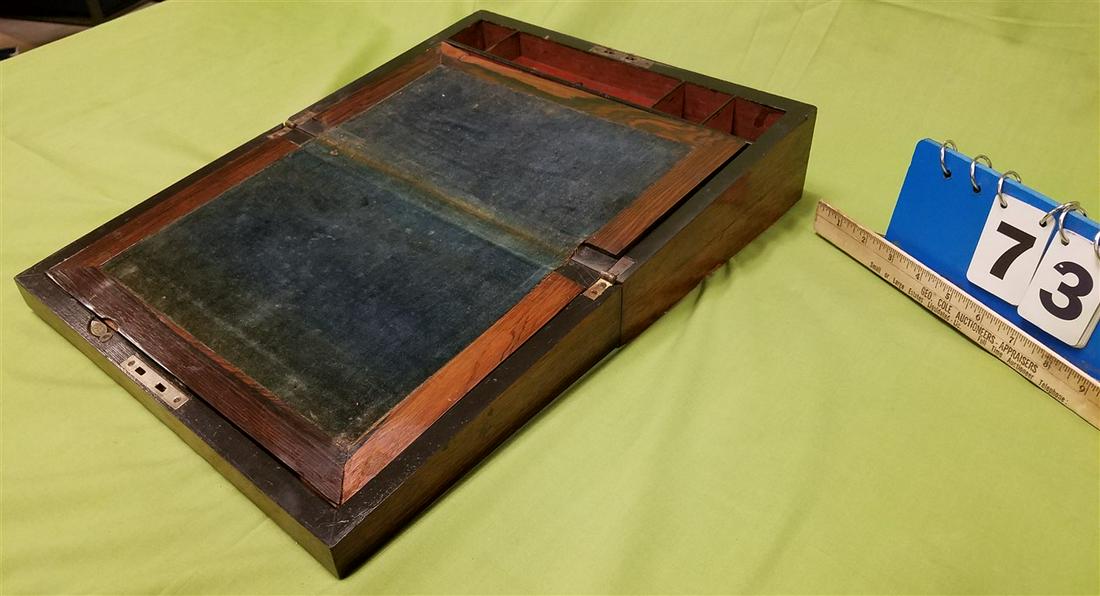 19TH C ROSEWOOD LAP DESK: 19TH C ROSEWOOD LAP DESK