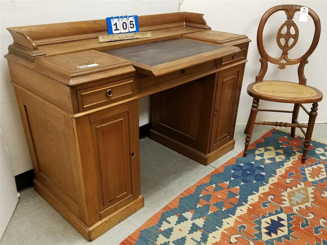 VICT WALNUT DESK 33"H X 47"W X 20 1/2"D W/ CHAIR: VICT WALNUT DESK 33"H X 47"W X 20 1/2"D W/ CHAIR