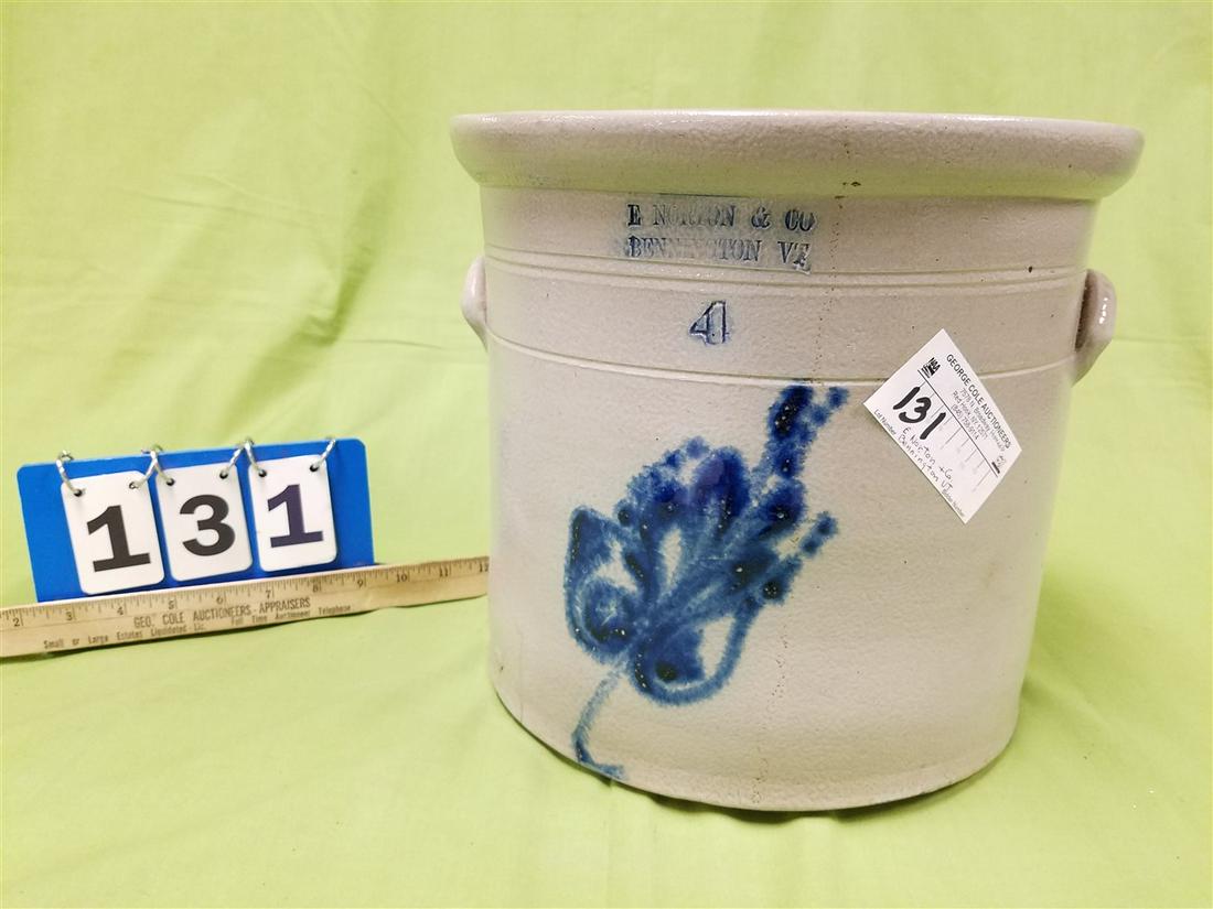 BLUE DEC. 4 GAL STONEWARE CROCK E. NORTON + CO. (1 of 5)