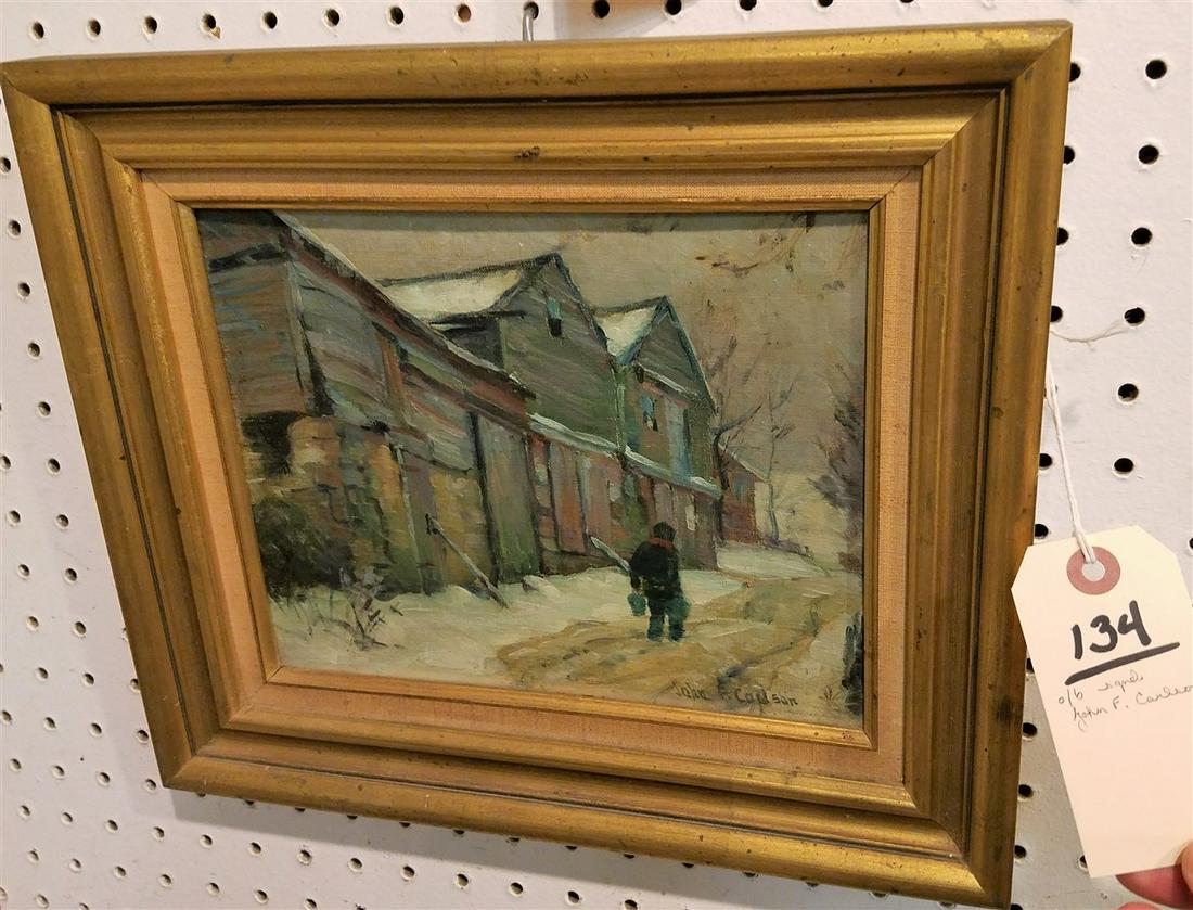 FRAMED O/B " THE OLD LANE" SGND JOHN F. CARLSON 8" X (1 of 6)