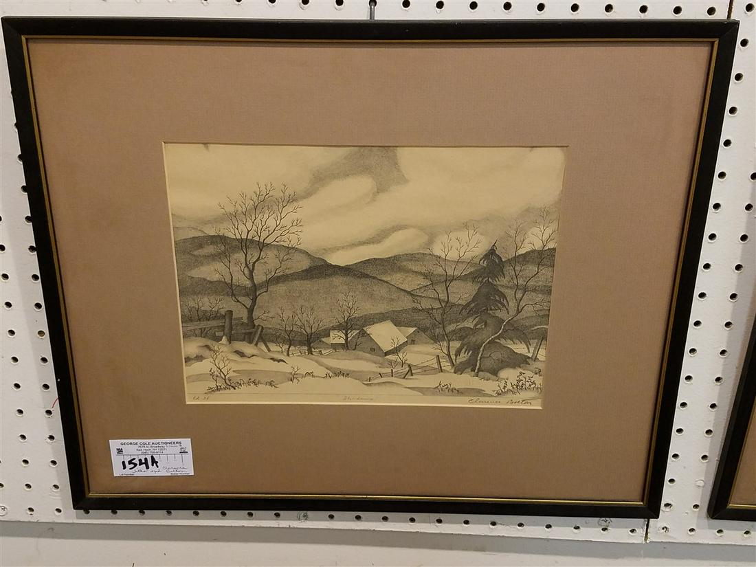 FRAMED LITHO "SHADOWS" PENCIL SGND CLARENCE BOLTON 9" X: FRAMED LITHO "SHADOWS" PENCIL SGND CLARENCE BOLTON 9" X 12 1/4"