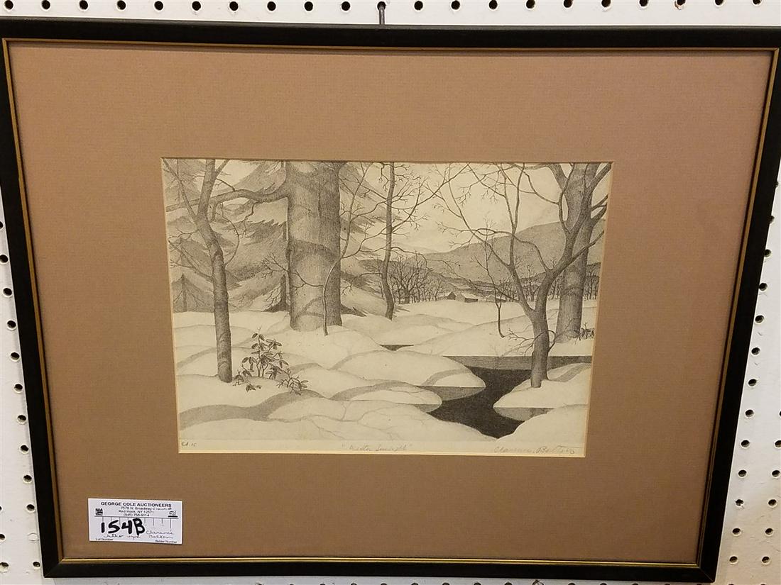 FRAMED LITHO "WINTER SUNLIGHT" SGND CLARENCE BOLTON 9": FRAMED LITHO "WINTER SUNLIGHT" SGND CLARENCE BOLTON 9" X 12 1/4"