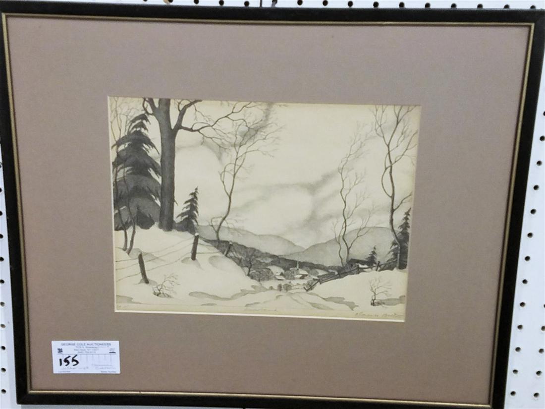 FRAMED LITHO "SNOWBOUND" PENCIL SGND CLARENCE BOLTON 9": FRAMED LITHO "SNOWBOUND" PENCIL SGND CLARENCE BOLTON 9" X 12 1/4"